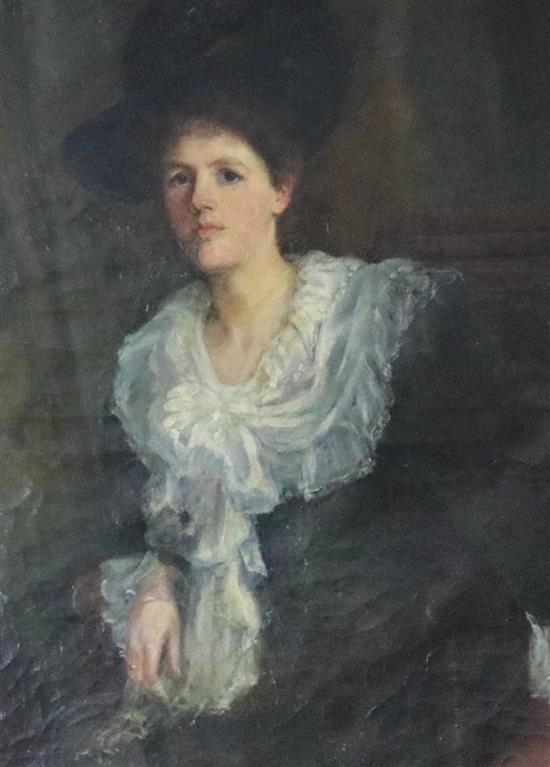 Ethel A. Kent (Exh.1896-98) Portrait of a seated lady 45 x 40in.